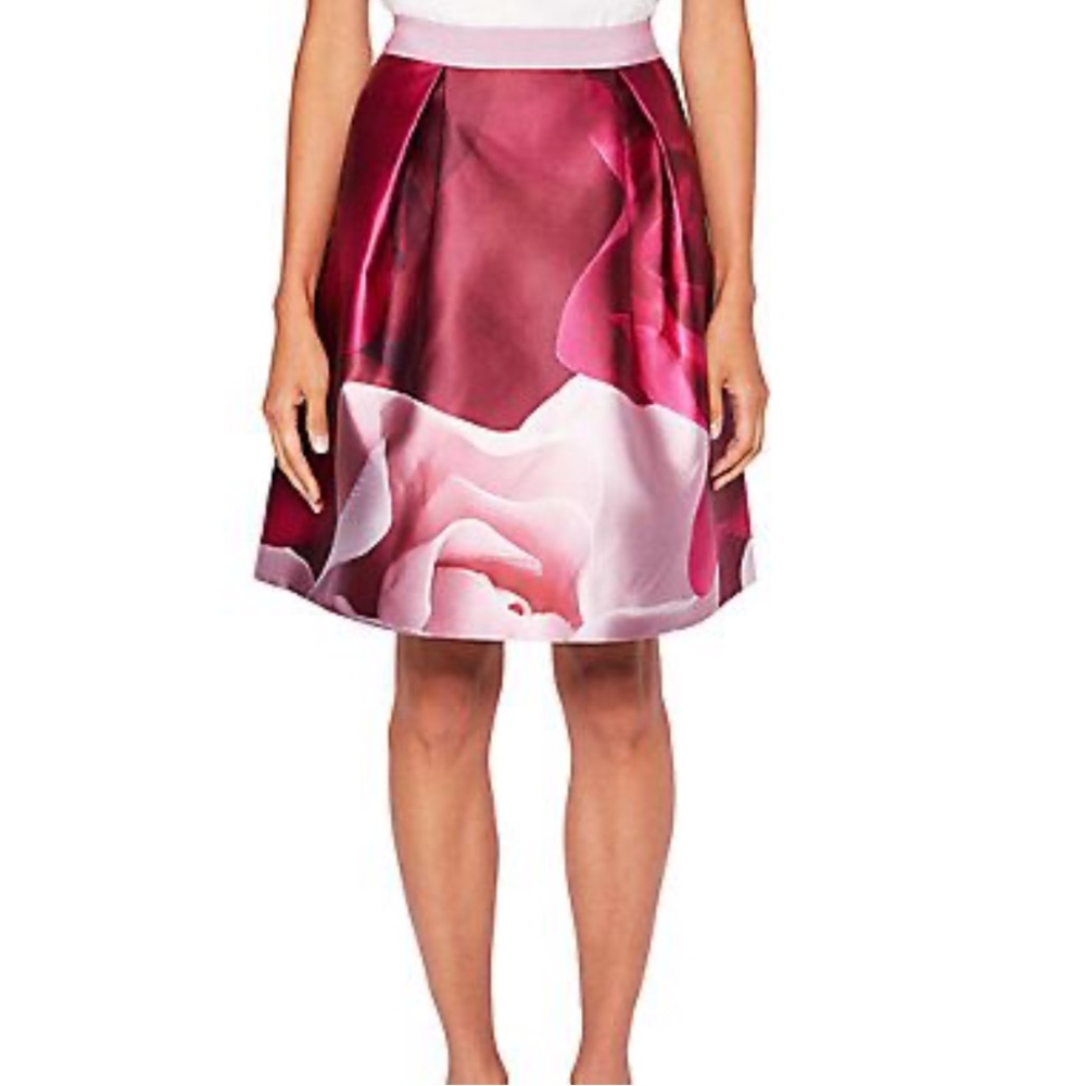 Ted Baker Red and Pink Knee-Length A-Line Skirt